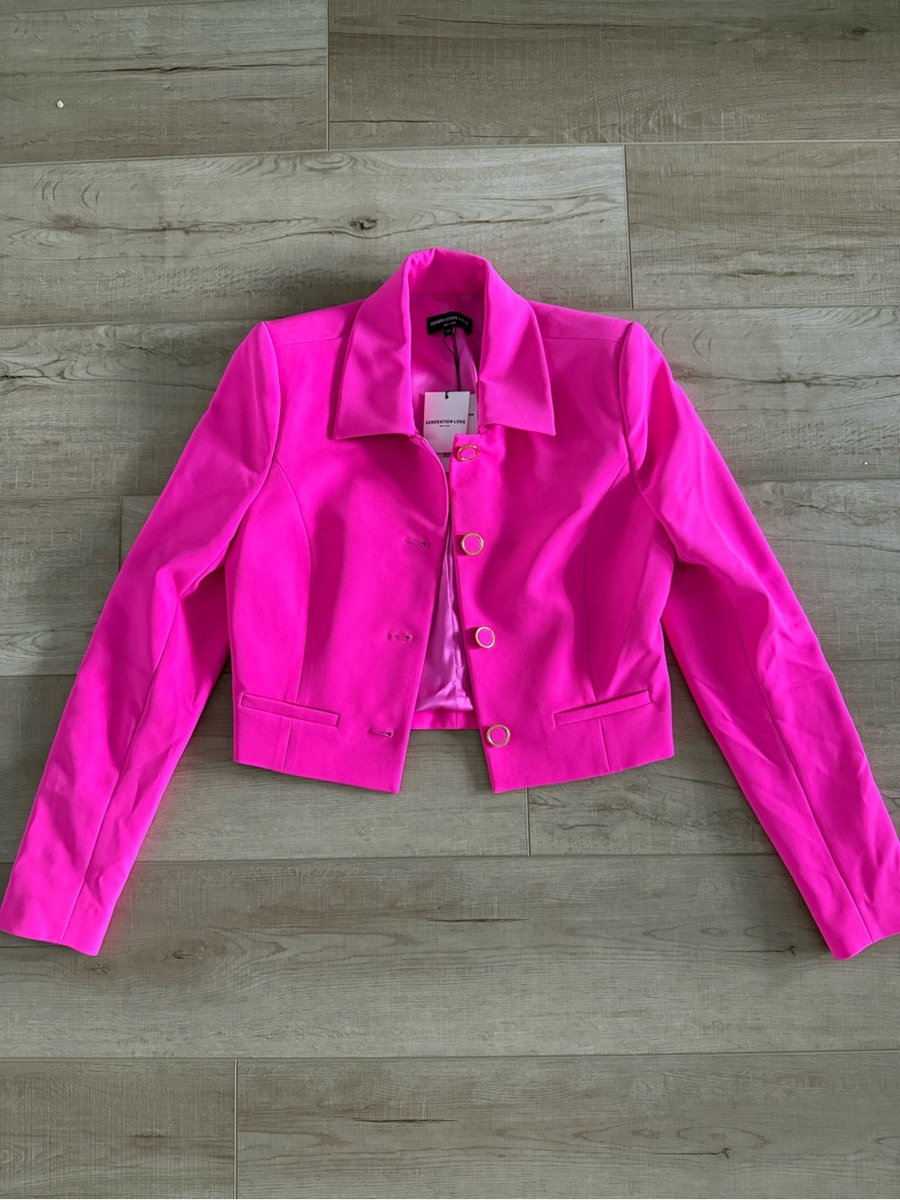 NWT Love Generation Hot Pink Cropped Jacket - Oliver Crepe Blazer